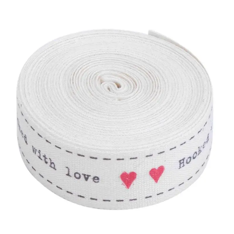 

5 Yards/Lot Printed Cotton Ribbons DIY Sewing Label Tags Party Home Wedding Decoration Gift Wrapping Christmas New Year Supplies