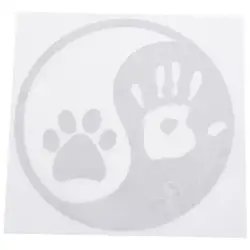 PPYY NEW-Yin Yang Human Hand портативный автомобильный стикер footprint dog 6 дюймов (белый)