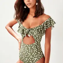 Trendyol в горошек Кармен шеи Купальники TBESS19CH0098