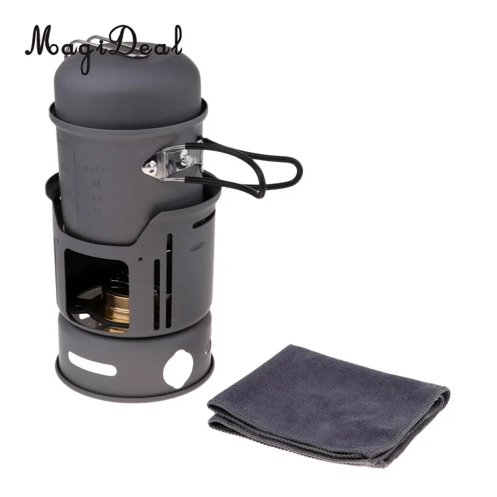 

Outdoor Trekking Cook Set Cookware Travel Cooking Pot Pan with Alcohol Stove
