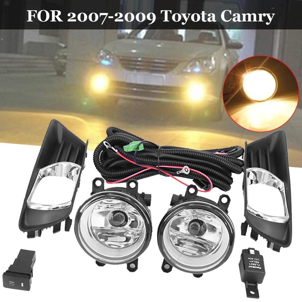 

1 Pair For Toyota Camry 2007 2008 2009 Front Bumper Foglight Driving Fog Lights Lamps with Switch Wiring Harness Kit H11