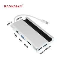 Rankman Type-C to RJ45 Ethernet HDMI VGA Adapter USB3.0 USB-C PD Charging Hub Converter for TV MacBook Galaxy S8 Huawei P20 Rankman Type-C to RJ45 Ethernet HDMI VGA Adapter USB3.0 USB-C PD Charging Hub Converter for TV MacBook Galaxy S8 Huawei P20