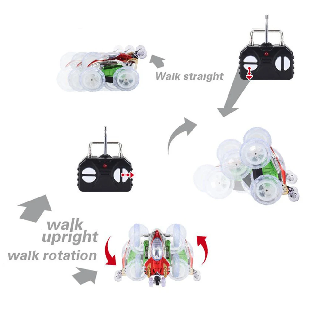 360 Вращающийся электрический управляемый светодиодный Радиоуправляемый трюк танцевальный автомобиль мигающий светильник игрушка с дистанционным управлением