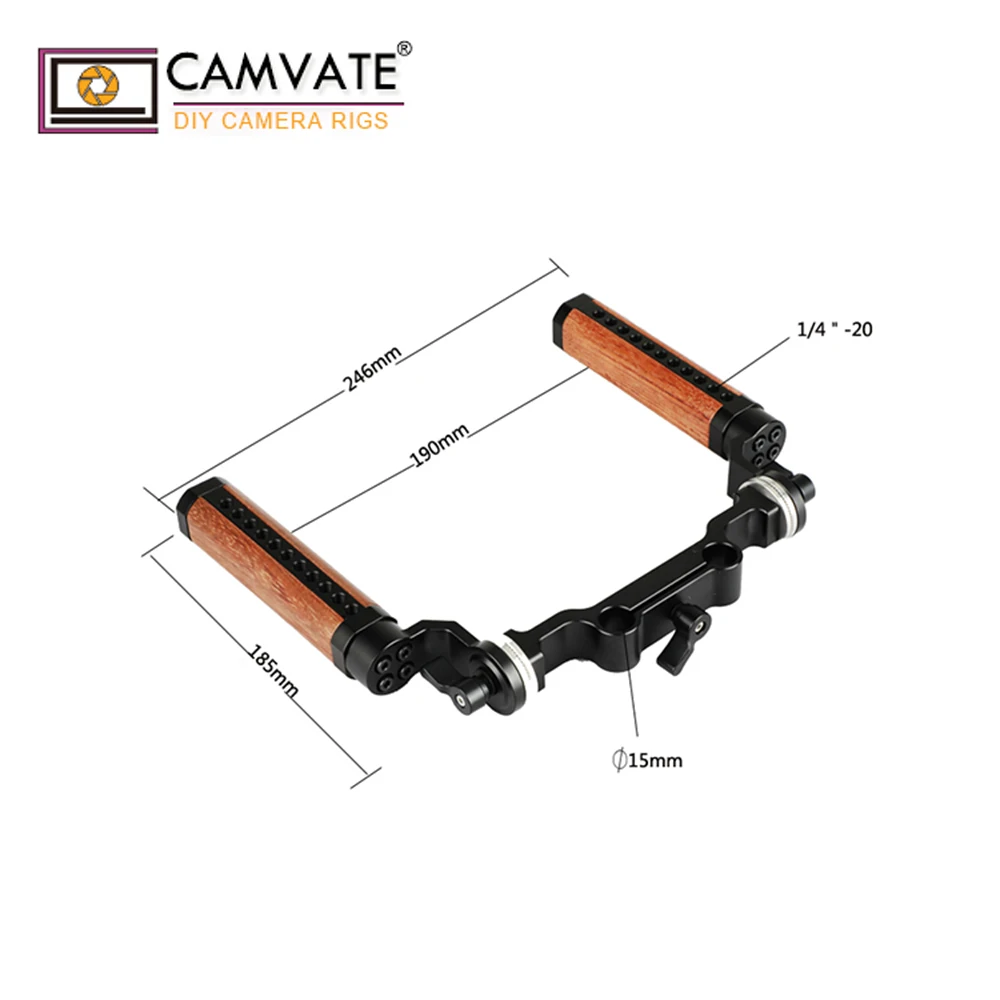 CAMVATE деревянная рукоятка и Стандартный M6 ARRI Rosette Mount & 15 мм двойной стержень зажим