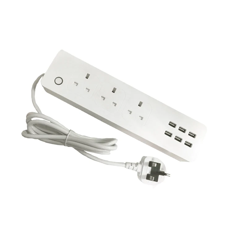 Pаспродажа Горячая Распродажа Wifi Usb power Strip Smart Uk Plug перегрузочный переключатель стабилизатор напряжения 3 розетки 6 портов Usb зарядное устройство 15A Wifi р...