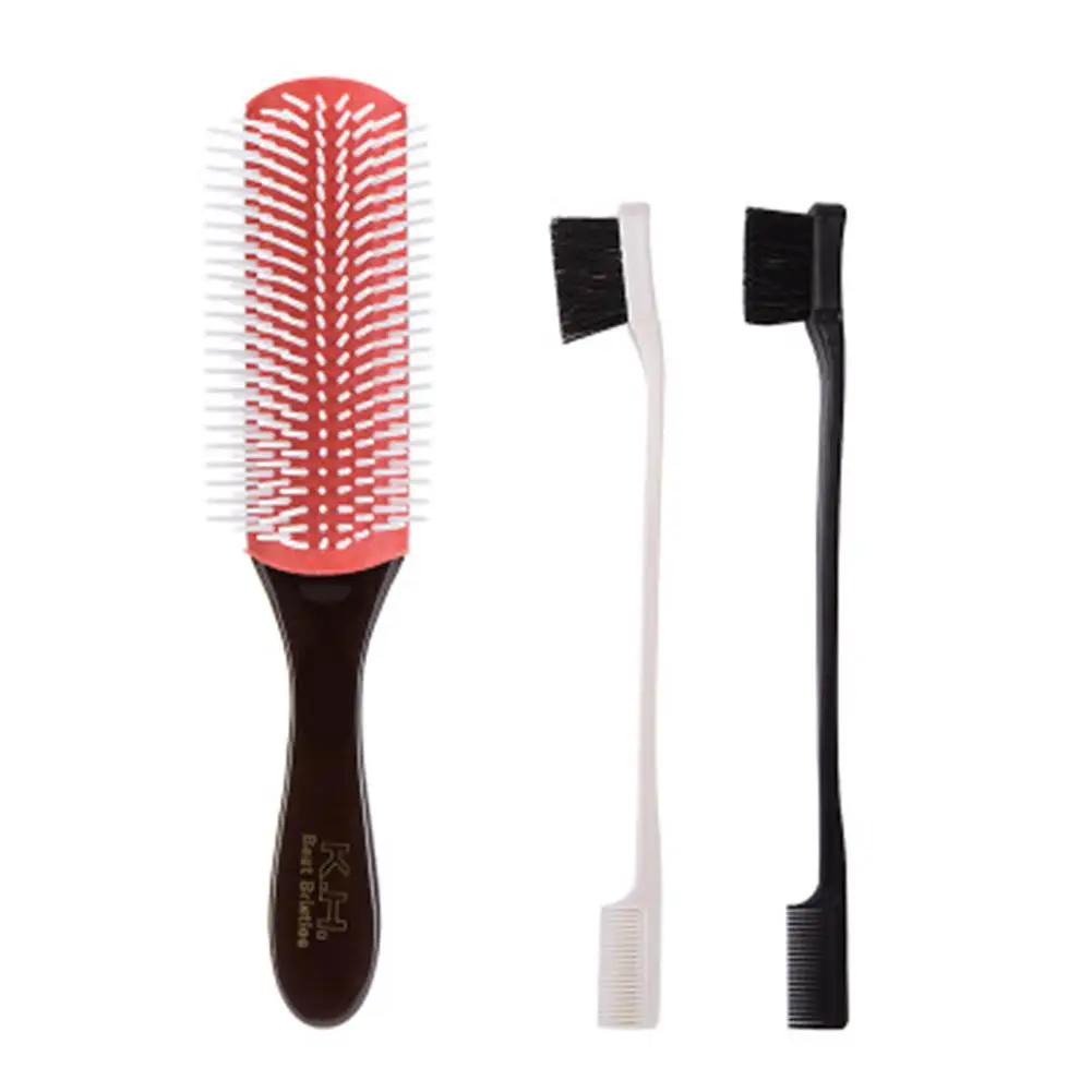 3 Pcs/set 9-Row Comb Teeth Cushion Hair Brush and Edge Brush Set Fashion Styling Comb Tool 3 Pcs/set 9-Row Comb Teeth Cushion Hair Brush and Edge Brush Set Fashion Styling Comb Tool