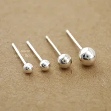 925 Твердое Стерлинговое Серебро, модное ювелирное изделие, Простой Круглый точечный столб, мужские серьги-гвоздики для женщин A1614