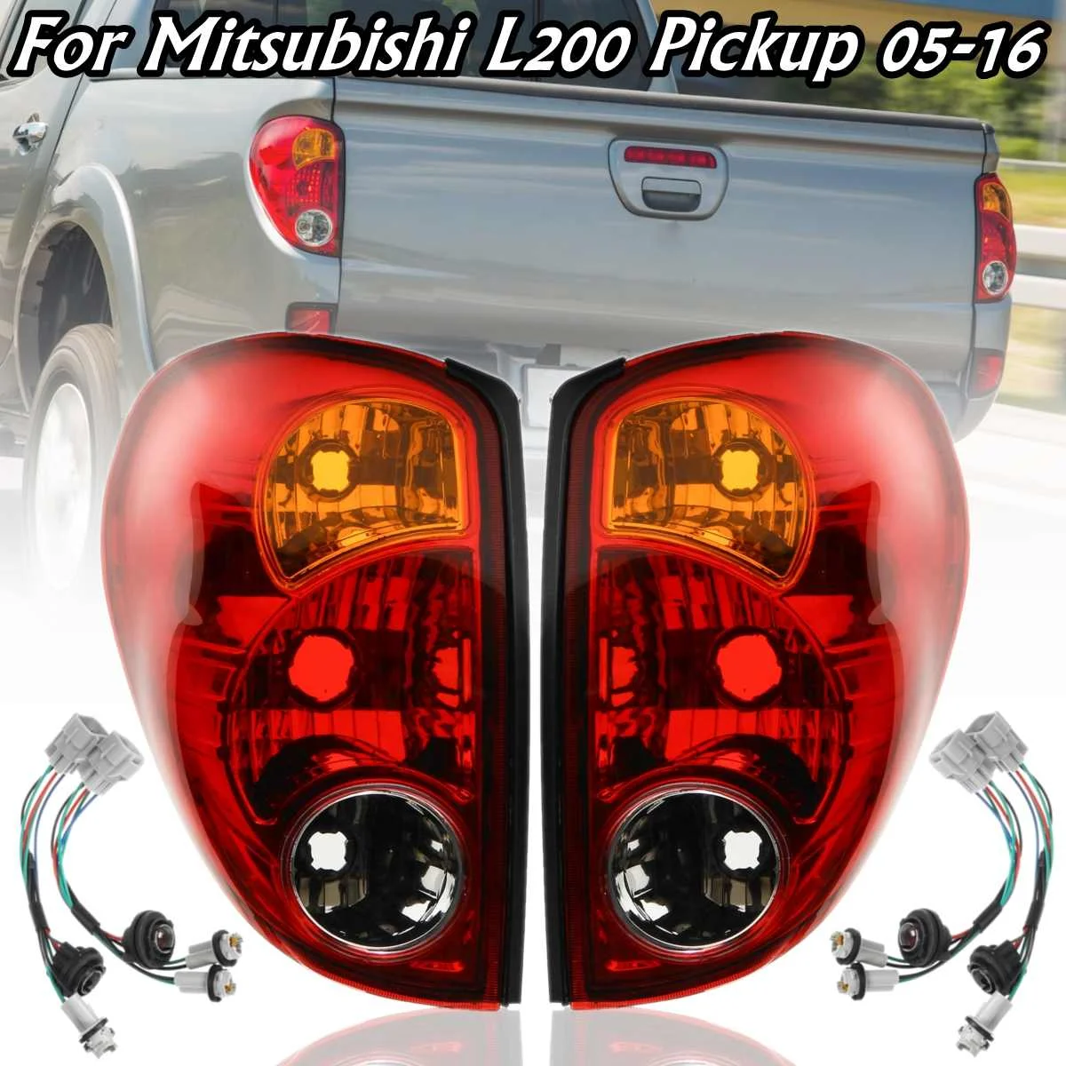 

for Mitsubishi L200 Triton Colt 2005-2016 1 Pair Car Taillights Rear Lamp Tail Lights Brake Light With Wire No Bulb Replacement