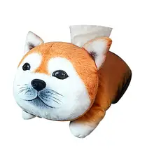Cartoon Car Tissue Box Plush Tissue Organizer Paper Holder for Car Home Bedroom Living Room Creative Akita Dog