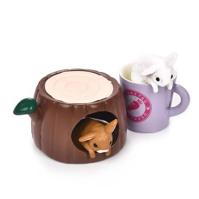 4 шт./компл. Kawaii Чашка с зайчиком пень Мини фигурки бонсай микро пейзаж Кукольный