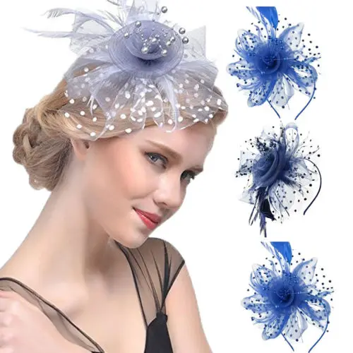 

2019 Brand Women Veil Mesh Feather Fascinator Hat Rhinestone Flower Beaded Fine workmanship Hair Clip Cocktail Tea Party