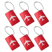 Багажные бирки из алюминиевого сплава, багажные чемоданы, этикетки для путешествий в форме самолета красного цвета, 6 упаковок