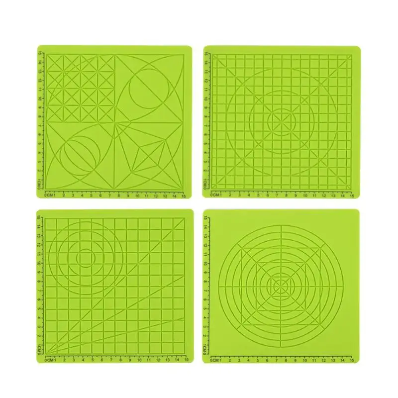 

ALLOYSEED 4pcs Geometric Figure Drawing Design Pad 170*170*3mm 3D Printing Pen Silicone Design Mat Basic Template Kids Drawing T