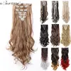 SNOILITE 24inch 8pcs/set Wavy 18 Clips in False Hair Styling Synthetic Hair Extensions Hairpiece Extension hair 1