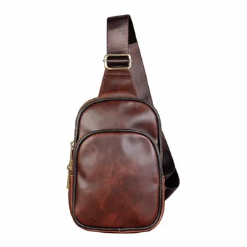 

Vintage Leather Sling Bag for Men Back Pack Cross Body Messenger Casual Shoulder Chest Day Pack Small Back Packs