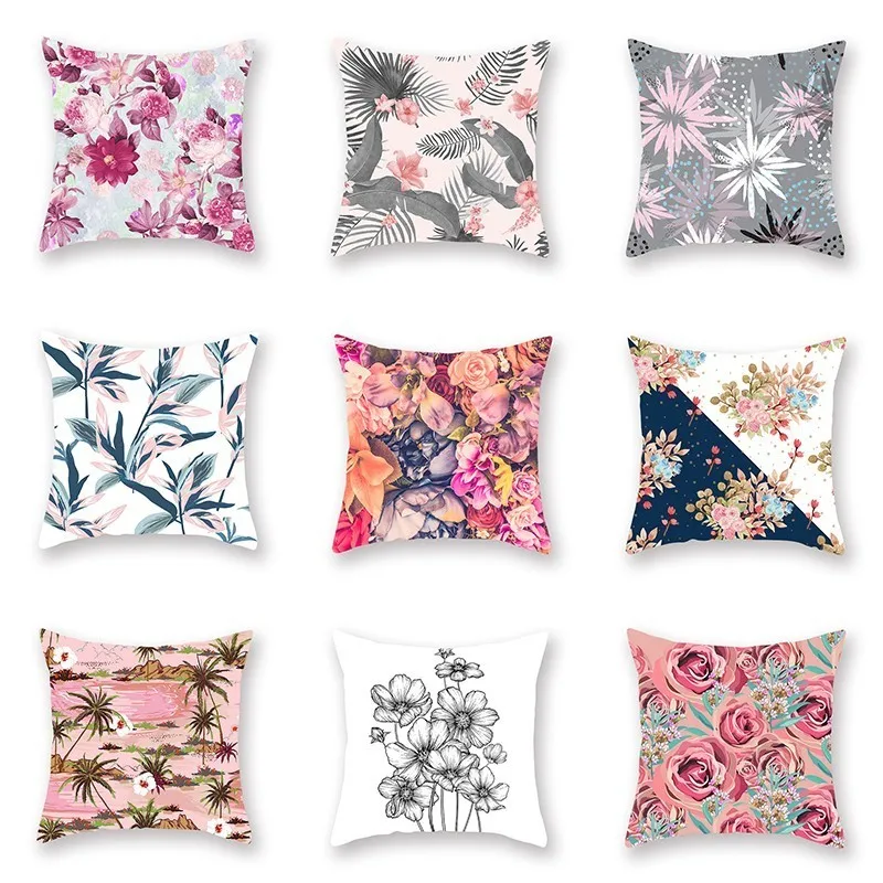 

Summer Flower Color Plant Sofa Cushion Cover Pillowcase Pillow Case For Car Chair Bed Seat Home Decoration Cushion Protector
