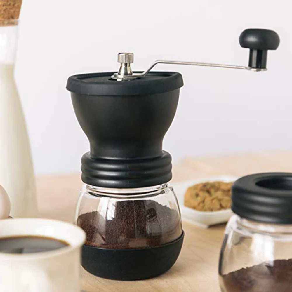 Моющаяся кофемолка ручной кофемолка кафе укрепленное стекло Портативный прочный Spice измельчитель кофе мельница