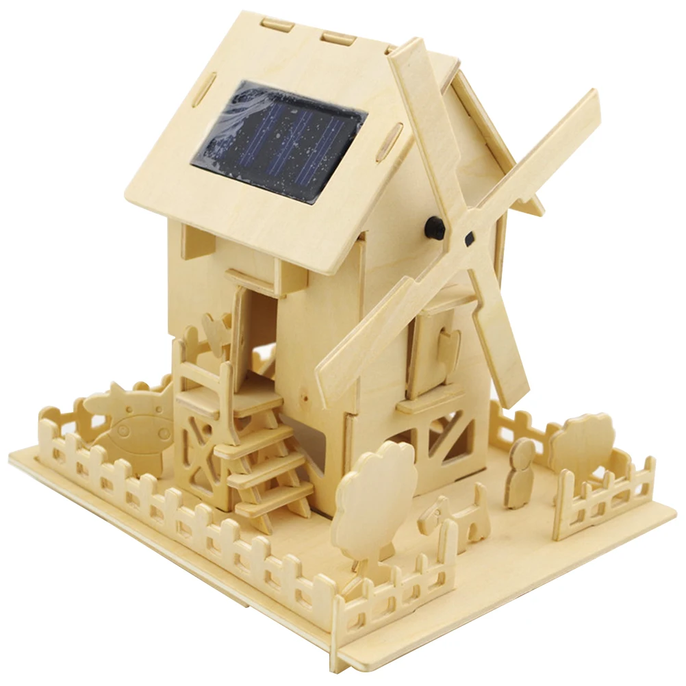 1 шт. 3D головоломка Солнечная энергия стекается Деревянный DIY Собранные деревянные пазлы в форме кабины головоломки для детей