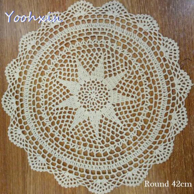 

Vintage Round Lace Cotton Crochet Table Place Mat Pad Cloth Tea Cup Coaster Christmas Placemat Mug Drink Doily Dinner Kitchen