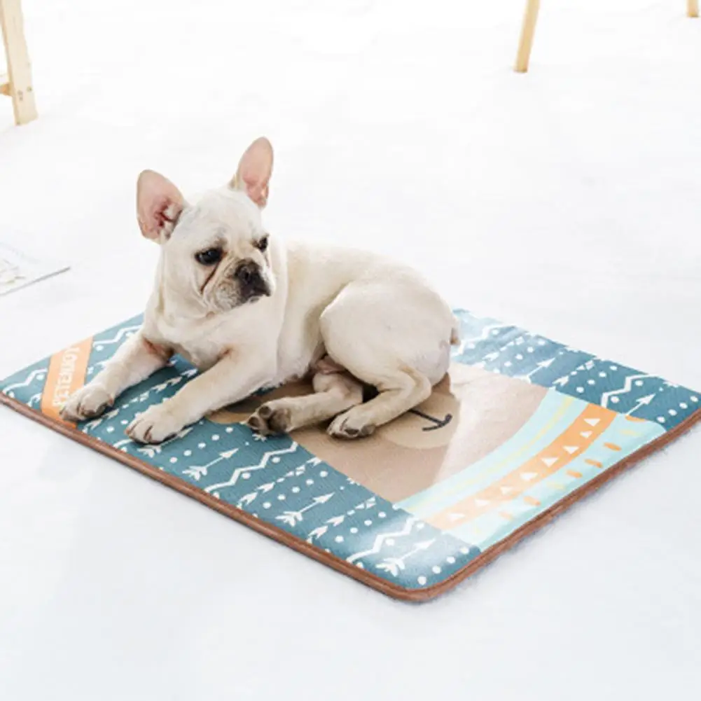 

Non-slip Printed Skin-friendly Nest Pad Bed For Small Medium Large Dog Cat Pet Summer Cooling Mat Viscose Cushion Sleeping Mat