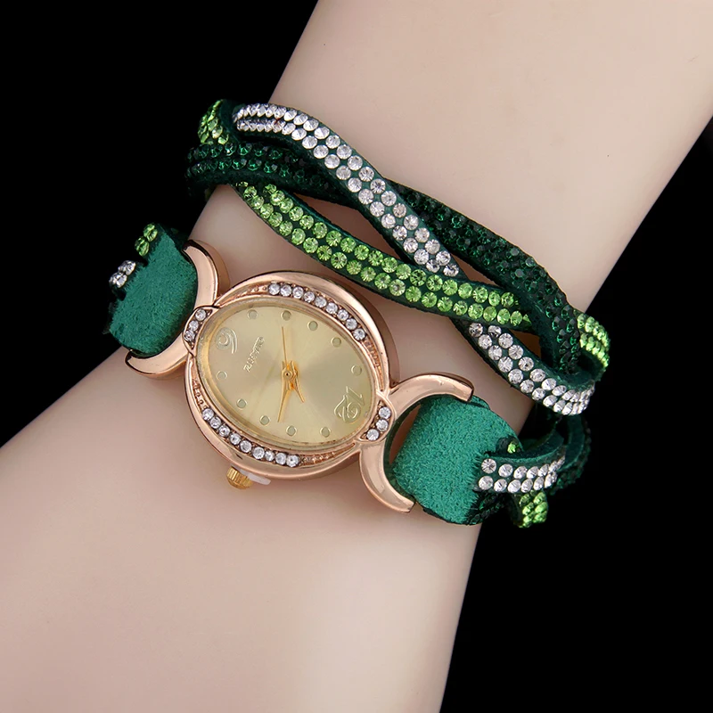 

Hot Selling Fashion Bracelet Watches Women Diamonds Rope Eraser Casual Ladies Quartz Watch Korean Velvet Two Laps Winding Clock