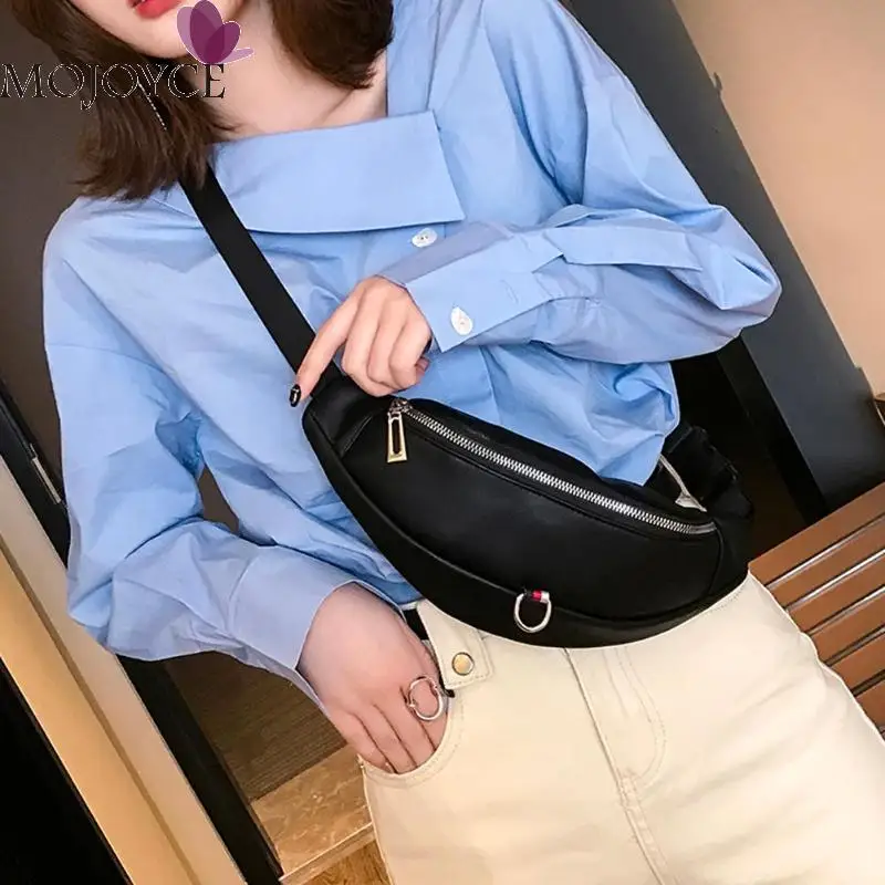 بو الجلود الكتف Crossbody أكياس النساء الهاتف الحقيبة عارضة حزام فاني المال الصدر حقائب محفظة السيدات الأسود/الأبيض الخصر حزمة