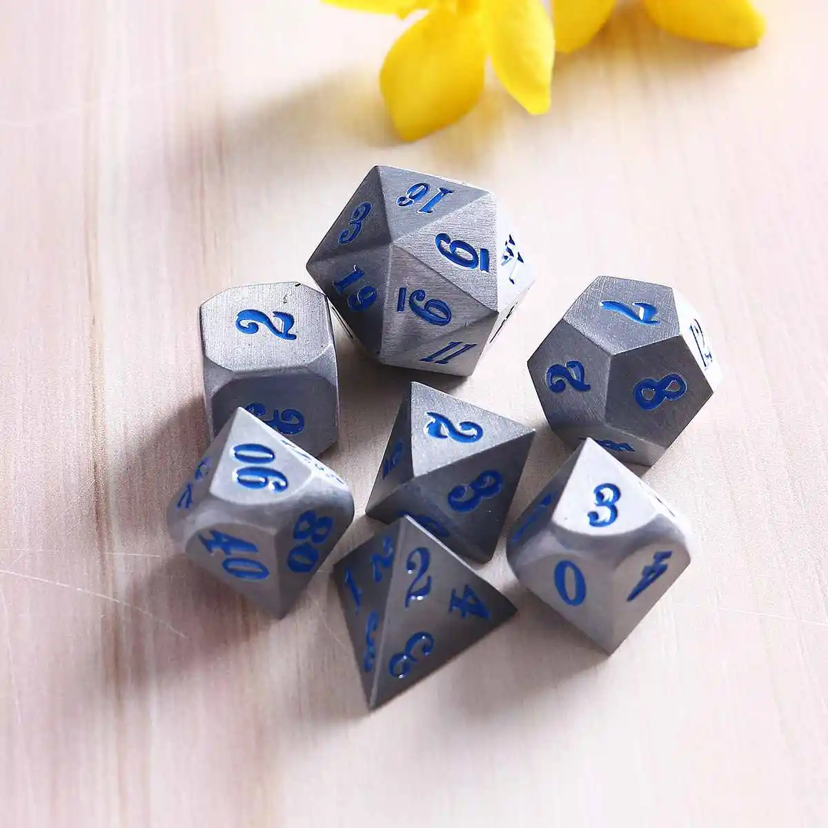 7 قطعة/المجموعة الثقيلة الصلبة المعادن نرد متعدد الأوجه ل MTG RPG D & D مجلس ألعاب الترفيه شريط ألعاب 3 ألوان مع حقيبة