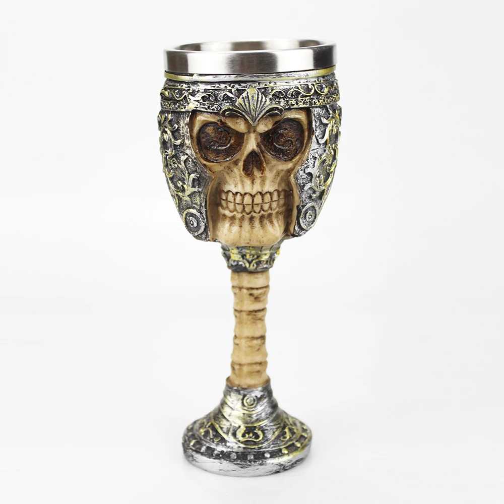 

Gothic Wine Goblet Style Viking Pirate Skull Retro Stainless Steel&Resin Wine Glass BEST Birthday Halloween Gifts Bar Drinkware