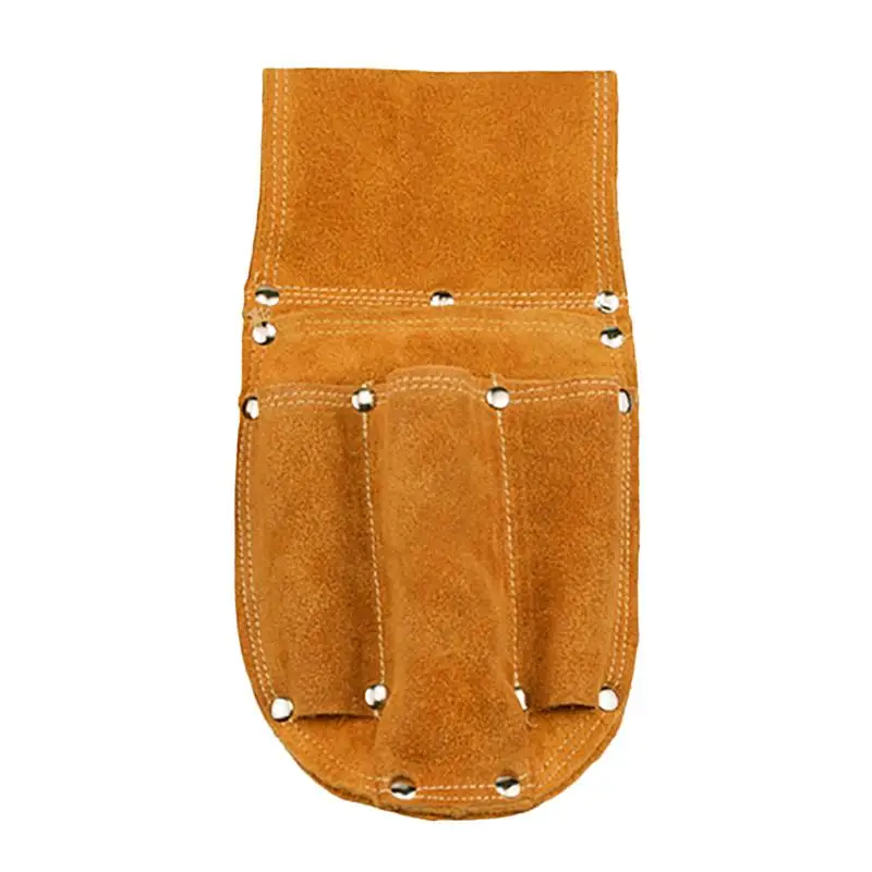 

Portable cow skin fruit garden cut bag Leather material 9 inch gardening pruning scissor storage bag tools