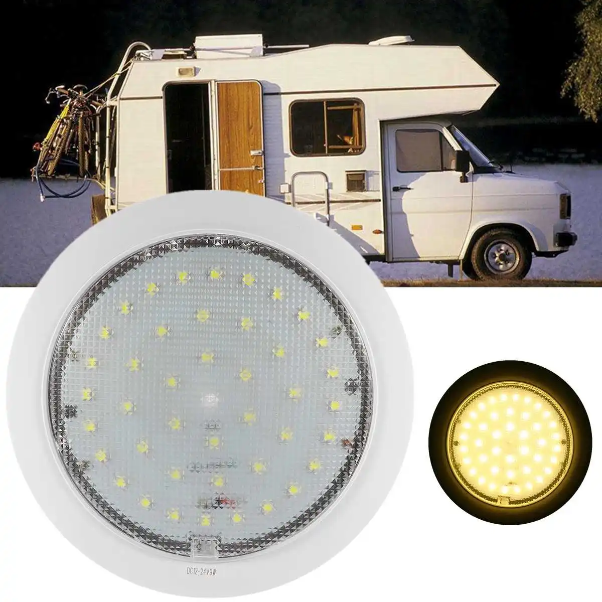 

42pcs 5050 SMD LED FOR Caravan/Motorhome/Trailer/Boat Surface Mount 12V 9W Ceiling Light Fixture 3500K Warm White Interior Light