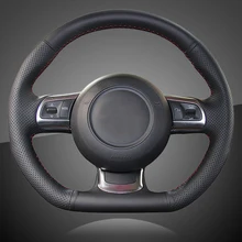 Авто оплетка на рулевое колесо Крышка для Audi TT 2008-2013 автомобиль оплетка рулевое колесо Чехлы кожаные аксессуары для интерьера