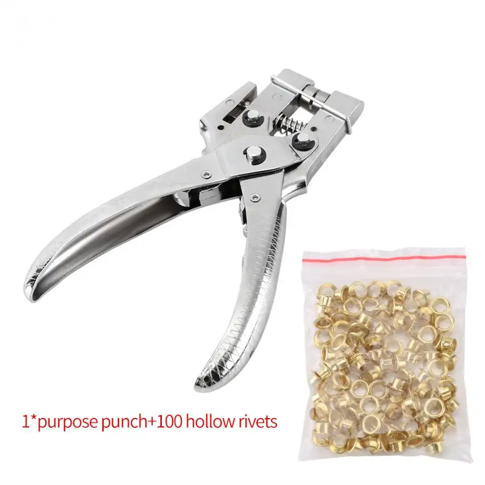 

Zinc alloy Rivets Eyelet Hole Punch Hand Pliers Belt Holes Plier Holing Tool with 100pcs Easy Press Eyelets Grommets