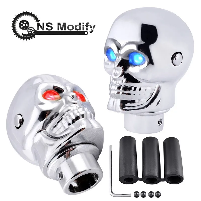 

NS Modify Universal Gear Shift Knob Car Skull Head Modification Lighted Shift Knob Gear Stick Red LED Metal Head Car Gear Knob