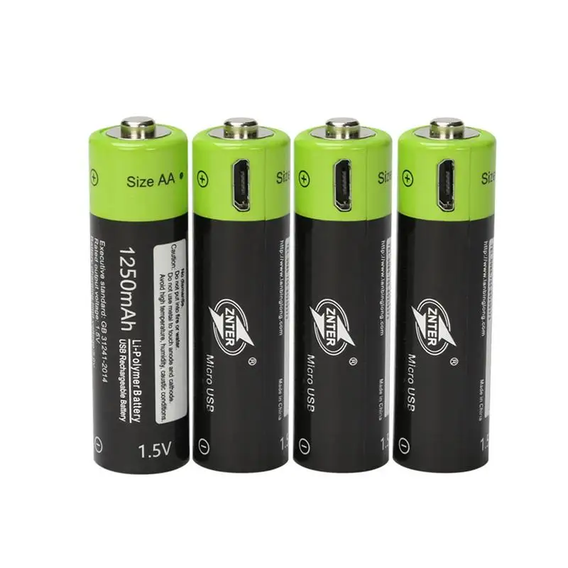 

ZNTER ZNT5-1-BR 4PCS 1.5V 2A AA Battery 1250MAH Rechargeable Lithium Batteries