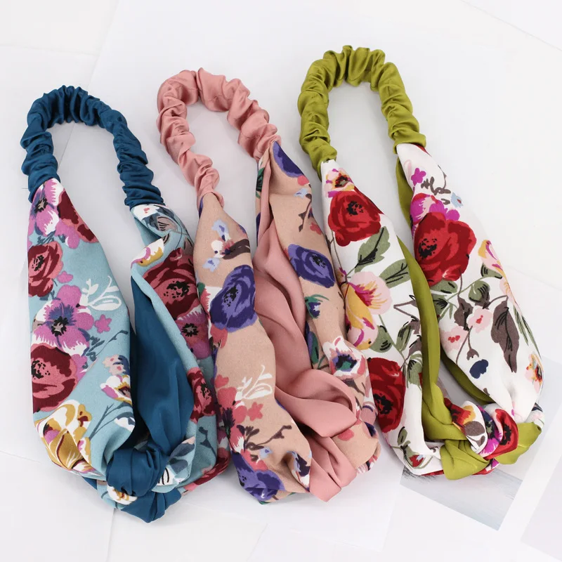 

Women Summer Bohemian Hair Bands Print Headbands Retro Cross Turban Bandage Bandanas HairBand Hair Accessories Headwrap Headwear