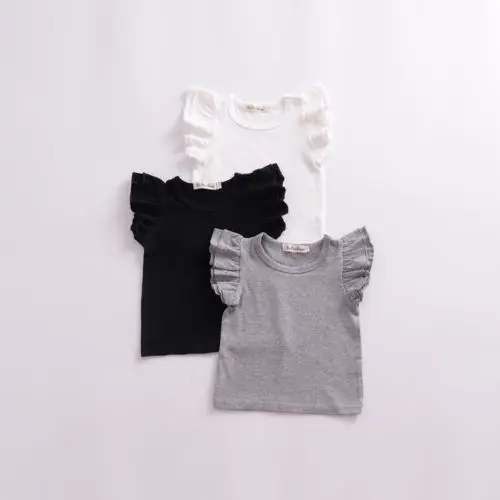 born Baby Girls Boy Blouse Summer New Casual Cotton Fly Sleeves Tops Solid Outfits 7 Colors Sunsuit 0-4T kids shirts