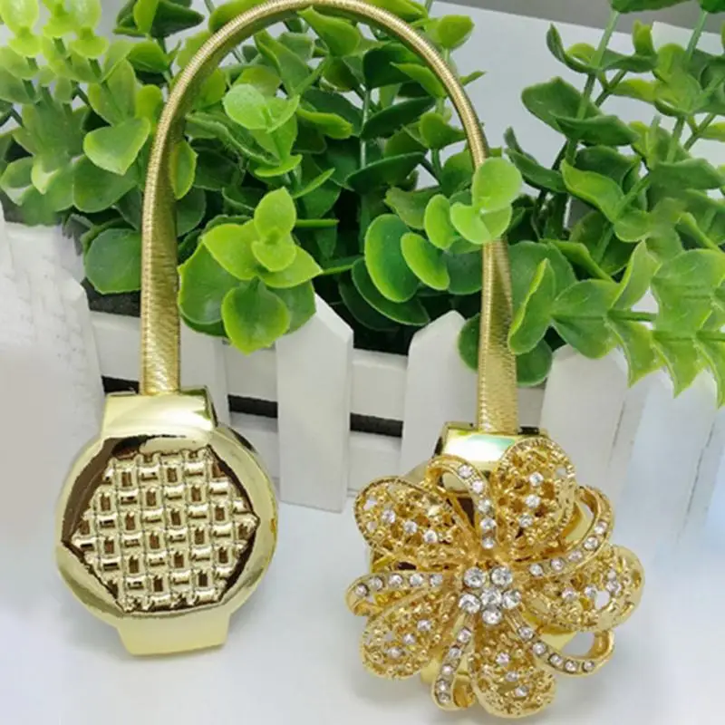 

Crystal Flower Magnetic Curtain Buckle Retractable Window Curtain Clips Tie Backs Magnetic Clips Holdbacks For Home Decor #20