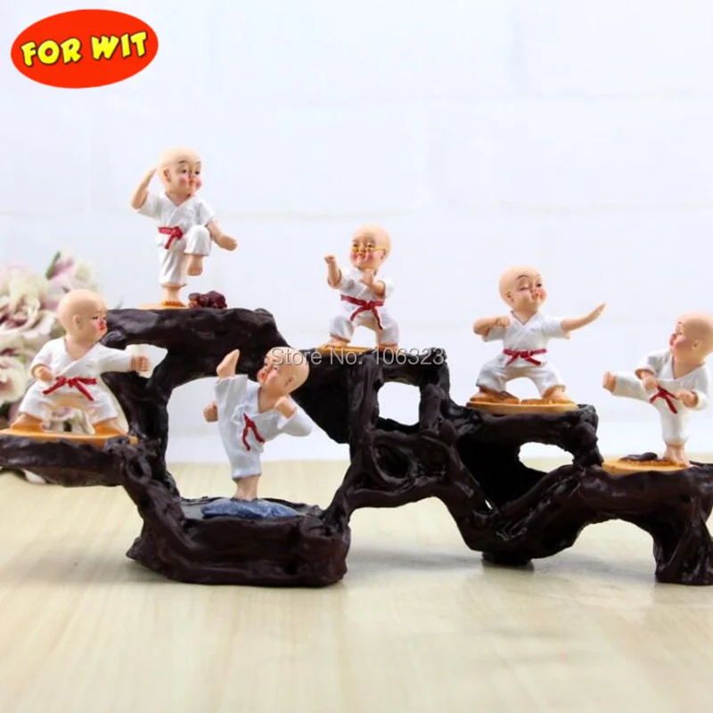 

6pcs/set Shaolin Temple KongFu Resin Car House Decoration, Shorinji Kempo Monks Models, Novice Buddhist Meditate Acolyte Gadgets