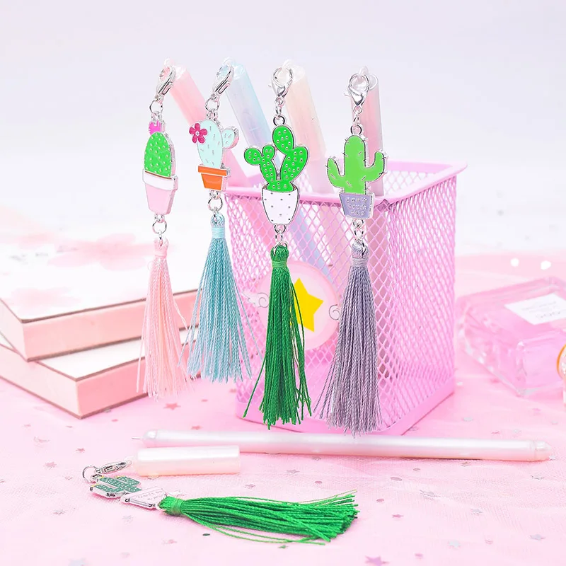 

1PC Cute Cactus Pens Kawaii Gel Pens Metal Pendant Neutral Pens For Kids Gift School Office Supplies Stationery