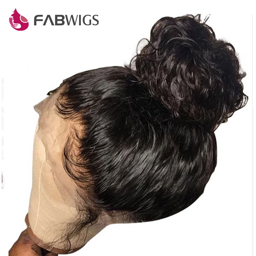 Fabwigs полный парик шнурка бразильский кудрявый человеческих волос парики с