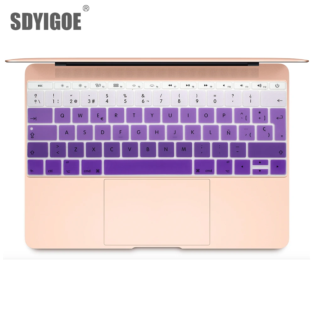 Испанский ЕС силиконовая защитная накладка для клавиатуры защита кожи покрытие плёнки для Mac Book pro 13 не touch bar 12 красочная клавиатура