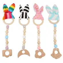 Новинка, детские деревянные цветные бусы ручной работы, декор в виде кроличьего уха, висячие украшения, милый и мини стиль, подарок для ребенка