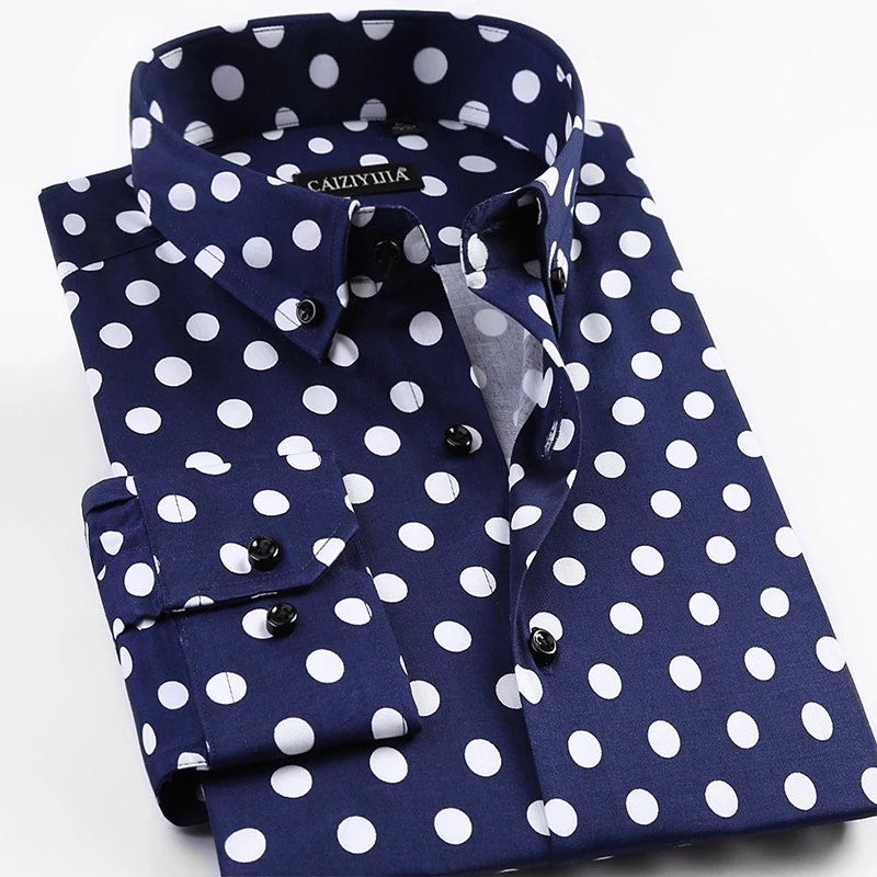 

Fashion Polka Dot Design Dress Shirt Comfortable Button-Collar Beach Party Holiday Flower Hawaiian Shirts
