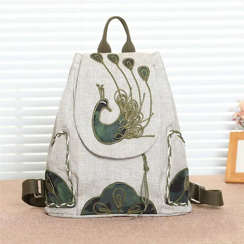 

Casual Peacock Handmade Women Backpacks Large Capacity Drawstring Student School Bag For Girls Mochilas Feminina