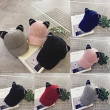 THEFOUND зима для женщин и мужчин Snapback Бейсбол кепки хип хоп вязать твердые кошачьими ушками Личная шляпа