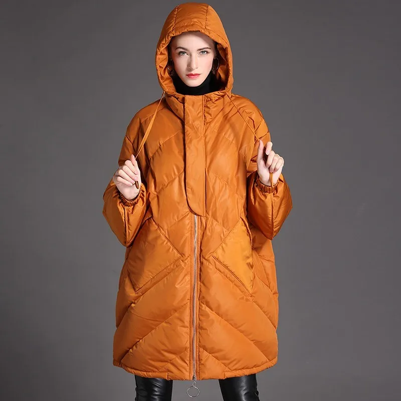 New Hooded Loose Parka Fashion Plus Size White Duck Down Jacket Coat