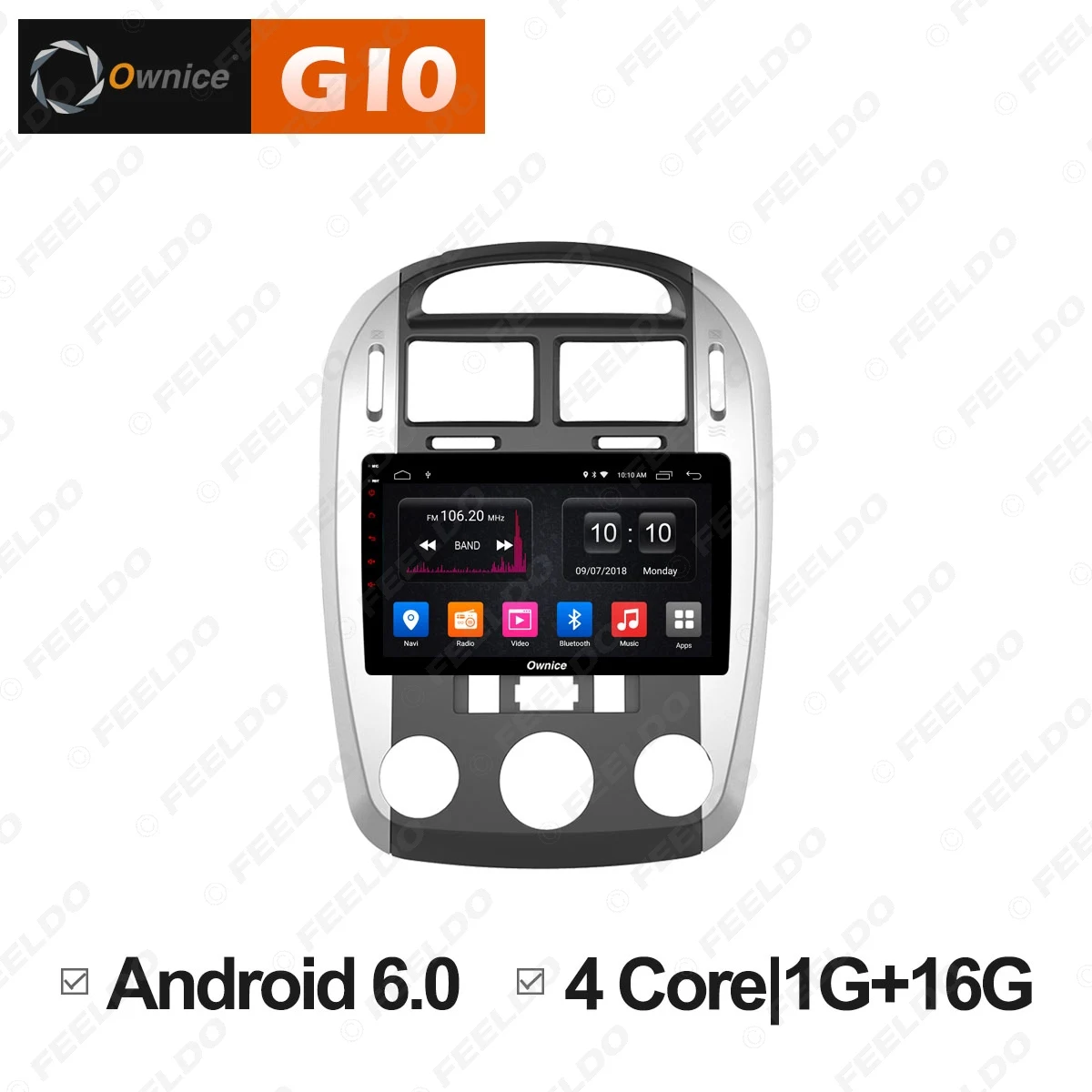 

FEELDO 9" 2.5D Nano IPS Screen Android 6.0 Octa Core/DDR3 2G/32G/4G LTE Car Media Player With GPS/FM For cerato 2012-2016