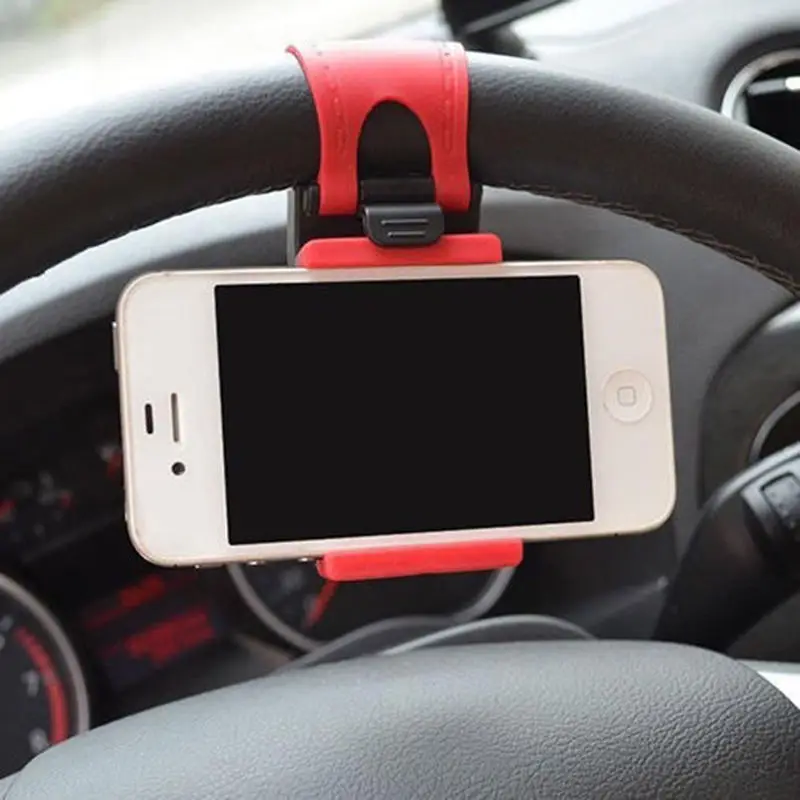 

New Car Steering Wheel Clip Mount Holder Rubber For iPhone For iPod MP4 GPS Mobile Phone Holders Car-styling Hot