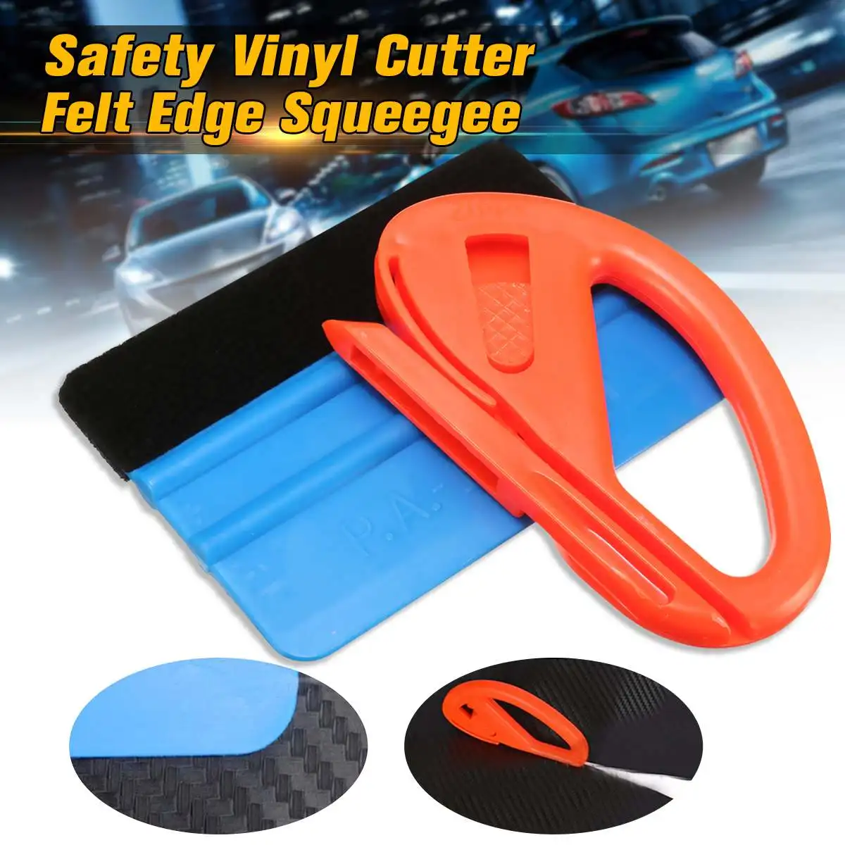 

Audew Vinyl Cutter Felt-Edge Squeegee Scraper Kit Vehicle Car Wrapping Tools Car Maintenance Plastic+Felt Safely Replaceable