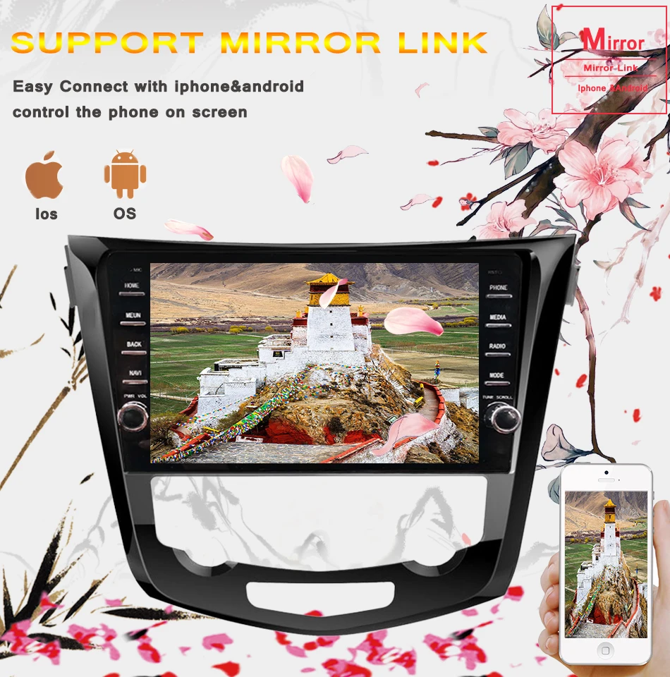 Perfect 2 DIN 9"Android 9.0 Car Radio Stereo GPS Navigation Head Unit For 2013 2014-2016 2017 2018 19 Nissan QashQai X-Trail Map Stereo 3